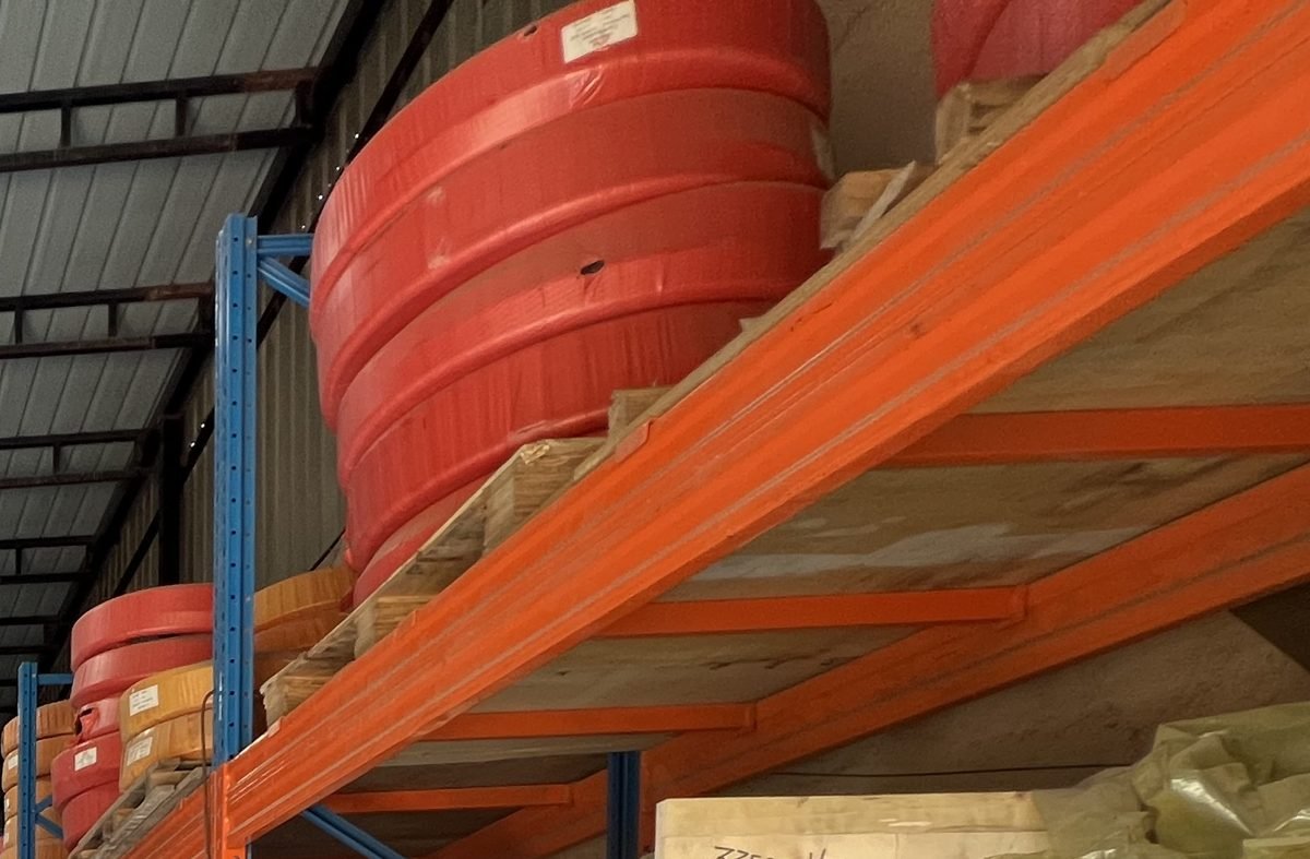 Spares stocked on warehouse racks